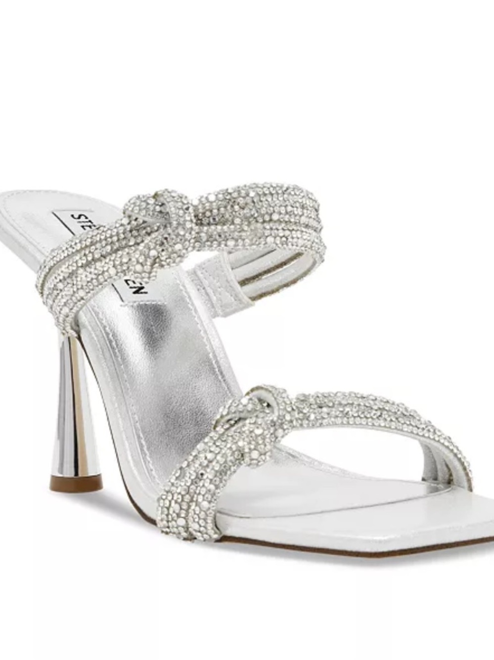 Steve Madden Silver Dionne-R Flare-Heel Dress Sandals Women’s Size 7.5M